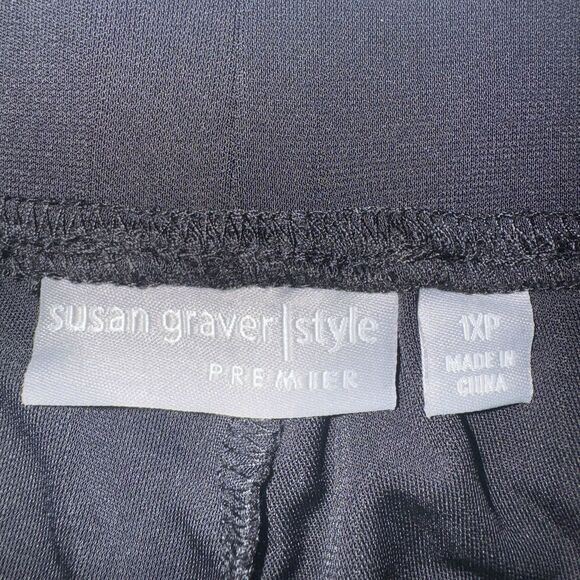 Susan Graver Premier Liquid Knit Black Pull On Pant Stretch Women 1XP - Picture 6 of 7